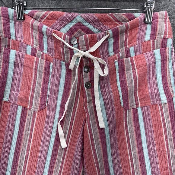Sundance Womens Gigi Pants XS Pink Stripe Cotton Gauze Wide Leg Festival Beach - Picture 4 of 10